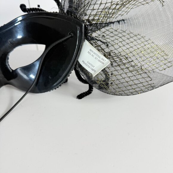 Pier 1 Masquerade Spider Mask VTG Gold Glitter Black Sequin Animal Floral Print - Picture 14 of 16